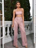 Crop Metallic Cami Top And Pants Set