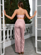 Crop Metallic Cami Top And Pants Set