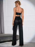 Crop Metallic Cami Top And Pants Set