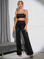 Crop Metallic Cami Top And Pants Set