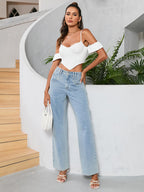 Backless Zipper Corset Crop Top