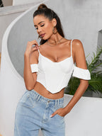 Backless Zipper Corset Crop Top