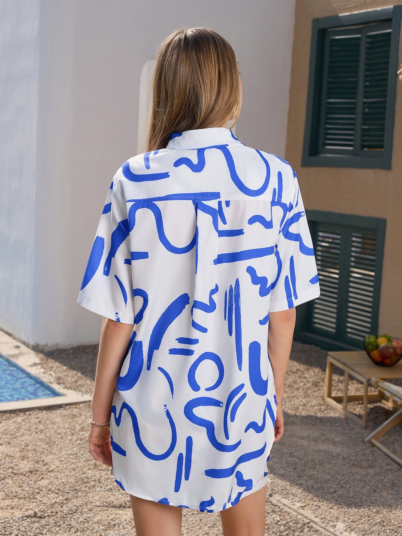 Floral Print Short Sleeve Shirt&Print Shorts Set