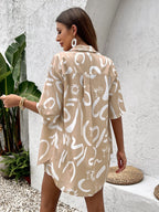 Floral Print Short Sleeve Shirt&Print Shorts Set