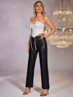 Halter Straps Satin Crop Top