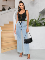 Lace Trim Crisscross Tank Top