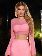 Glitter Long Sleeve Cami Top