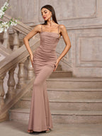 Solid Ruched Bodycon Formal Dress
