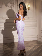 Ruched Off Shoulder Zipper Back Floral Bodycon Dress