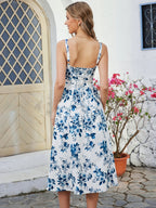 Ruched Bust Split Thigh Floral Cami Dress