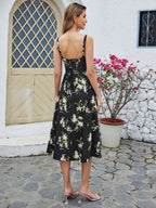 Ruched Bust Split Thigh Floral Cami Dress