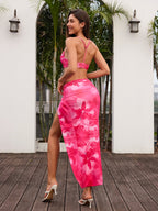 Ruched Crop Cami Top & Twist Front Wrap Skirt