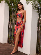 Ruched Crop Cami Top & Twist Front Wrap Skirt