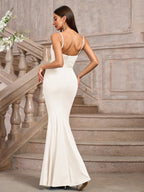 Solid Ruched Bodycon Formal Dress