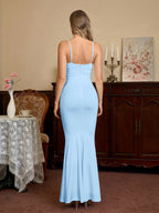 Solid Ruched Bodycon Formal Dress