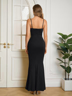 Solid Ruched Bodycon Formal Dress