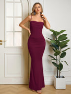 Solid Ruched Bodycon Formal Dress