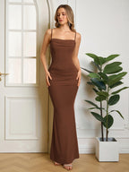 Solid Ruched Bodycon Formal Dress