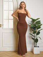 Solid Ruched Bodycon Formal Dress