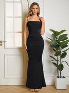 Solid Ruched Bodycon Formal Dress