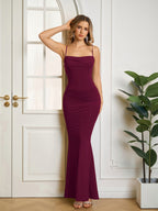 Solid Ruched Bodycon Formal Dress