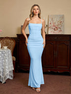 Solid Ruched Bodycon Formal Dress