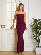 Solid Ruched Bodycon Formal Dress