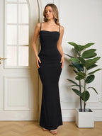 Solid Ruched Bodycon Formal Dress