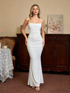 Solid Ruched Bodycon Formal Dress