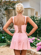 Tie Front Ruched Bust Cami Dress