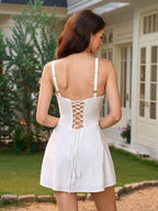 Tie Front Ruched Bust Cami Dress