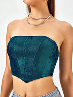 Zipper Backless Corset Tube Top