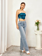 Zipper Backless Corset Tube Top