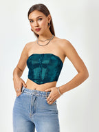 Zipper Backless Corset Tube Top