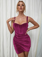 Ruched Velvet Bodycon Dress